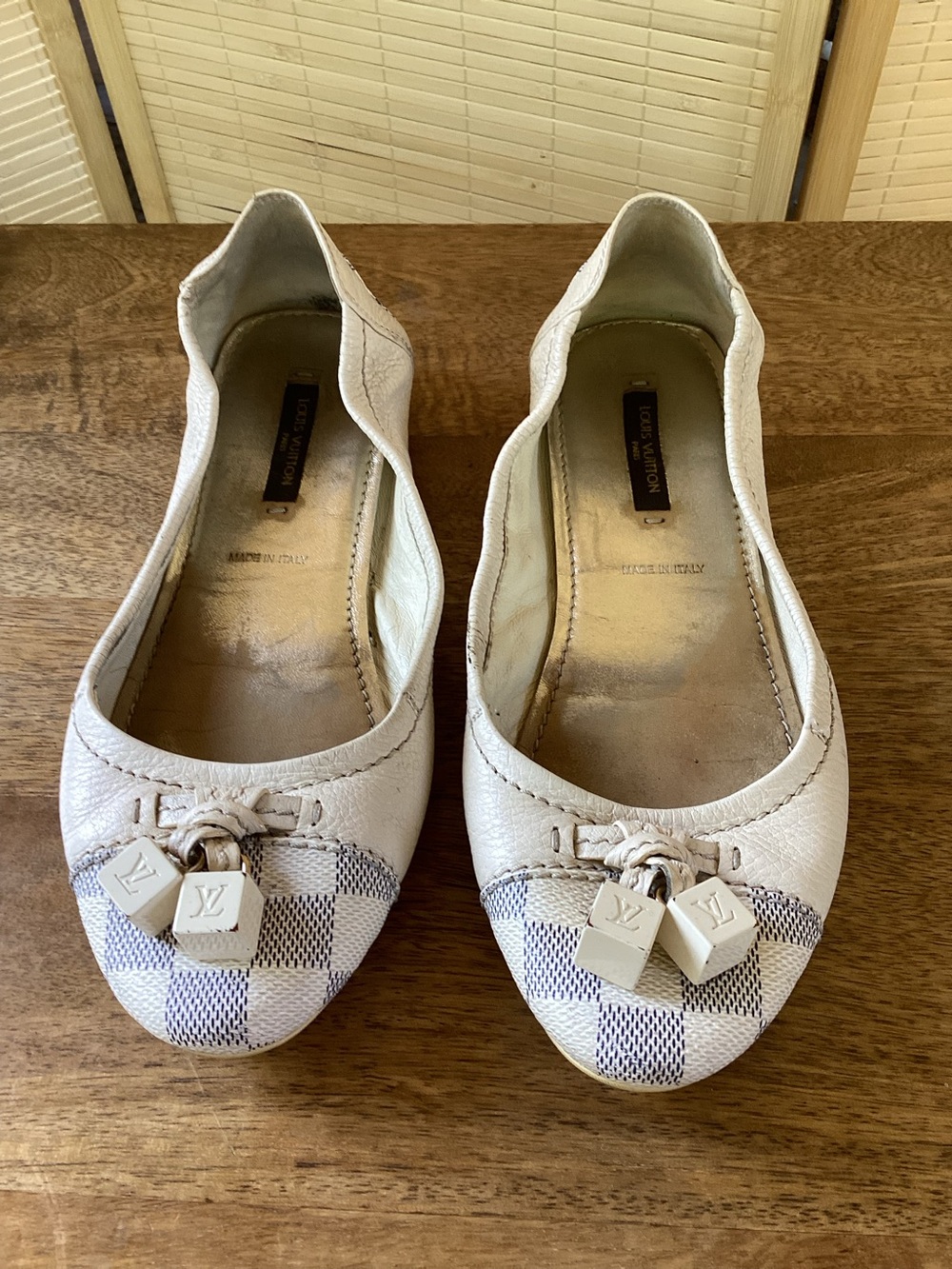 Louis Vuitton Damier Azure Ballet Flats with LV Charm